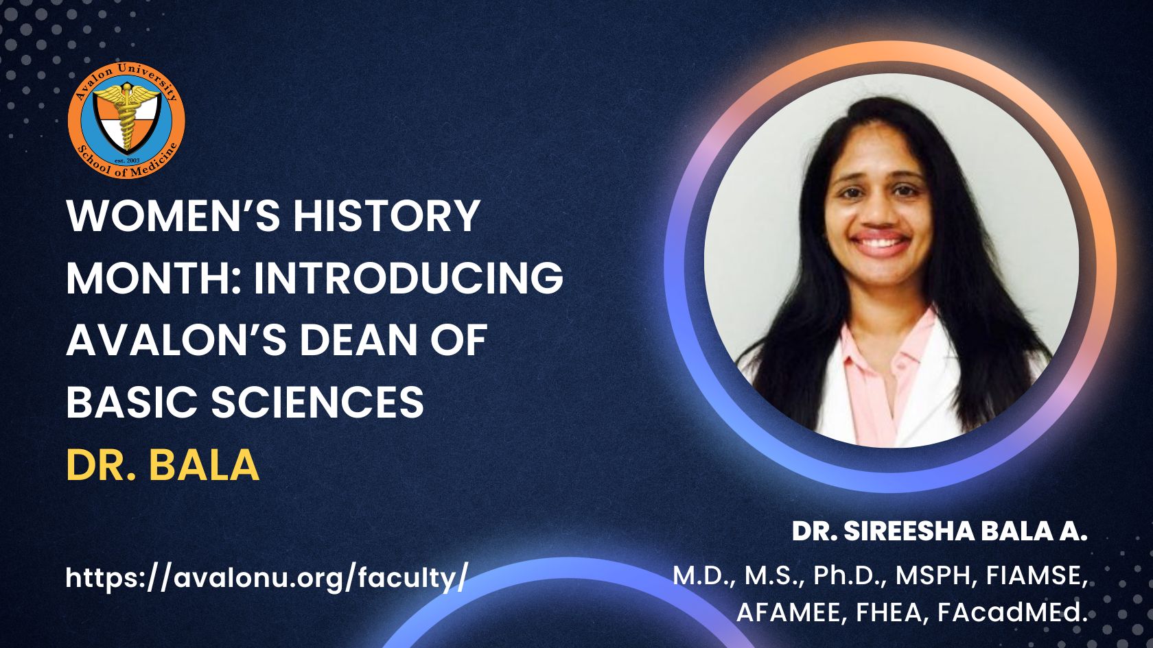 Women’s History Month Introducing Dr. Bala